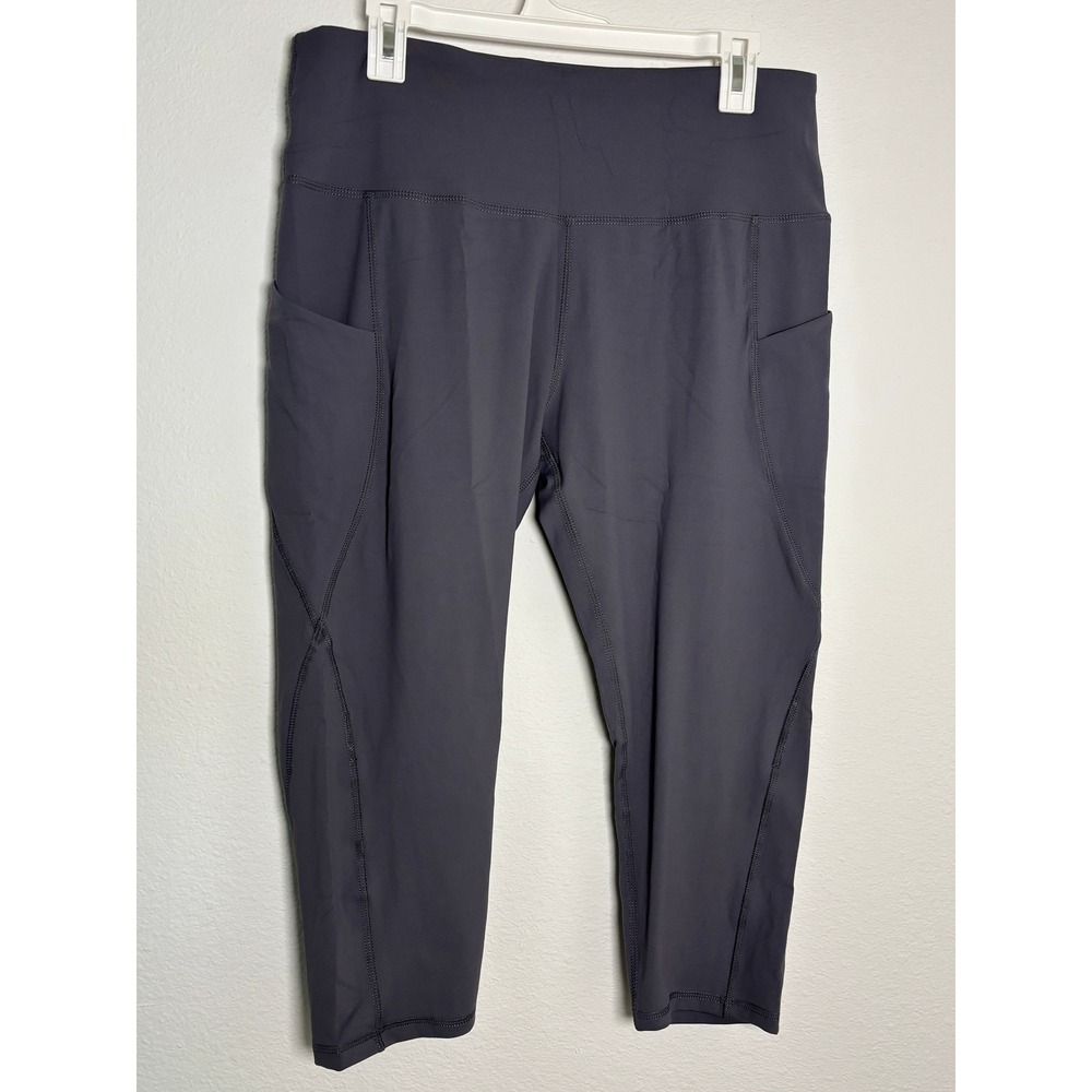 Unbranded Charcoal Gray Athletic Capris Leggings Side Pockets 2XL High Waist